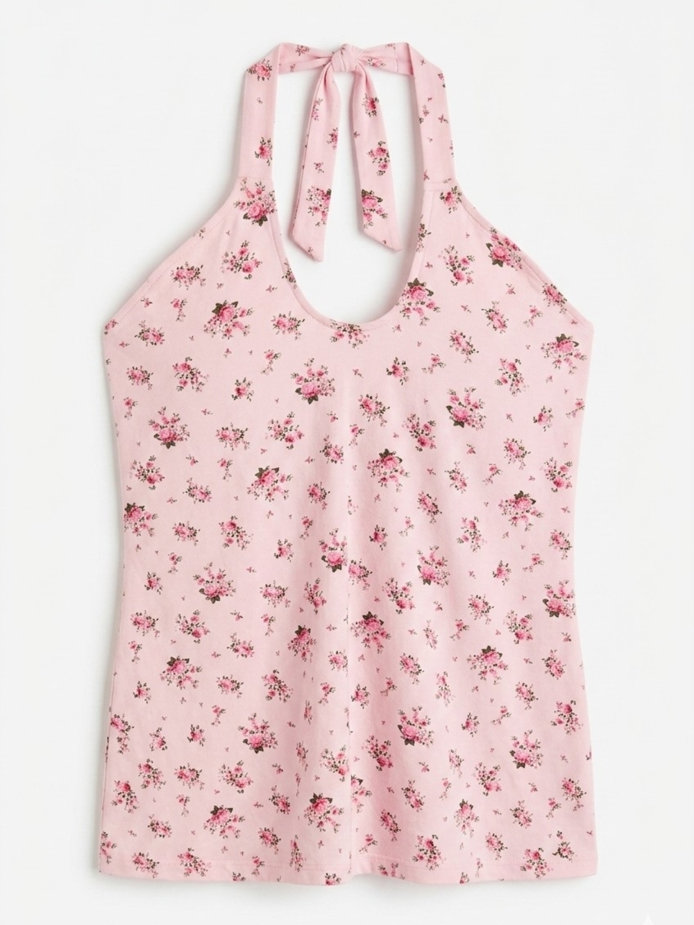 PLUS - ​Torrid Retro Chic Foxy Twist Neck Halter Top - Pink Romy Roses Floral